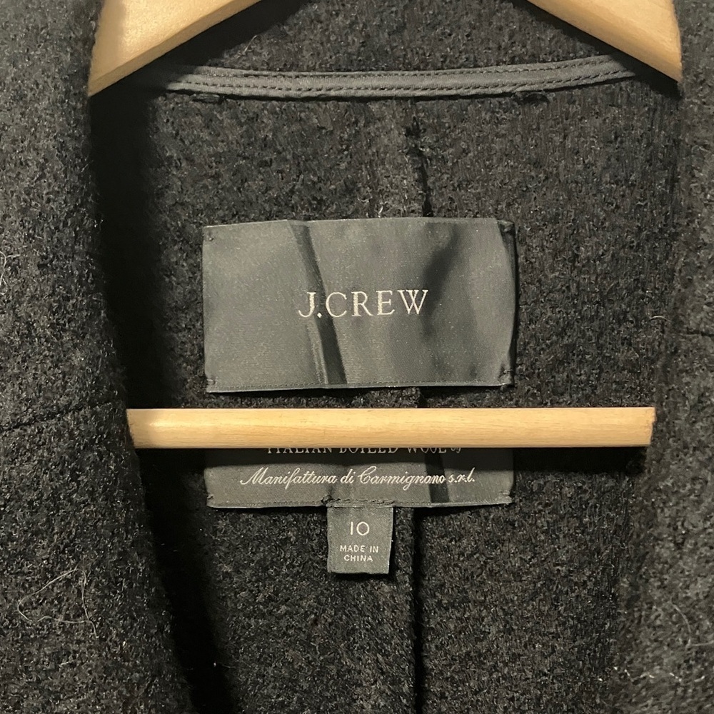 J. Crew Italian Boiled Wool Black Overcoat Coat Jacket - Picture 2 of 6